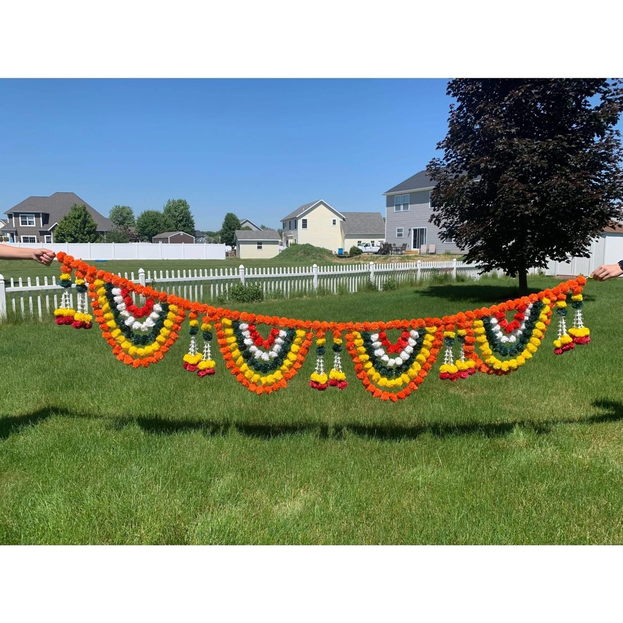 9.6 Feet Jumbo Marigold Jasmine Door Toran Hanging Valance Marygold Festival Garland Puja Diwali Decoration Day of the Dead Dia De Los Muertos Ofrenda Mexican Fiesta Halloween Decor